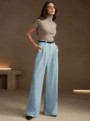 Kotty Women Relaxed Straight Leg High-Rise Pleated Wide Leg Trousers