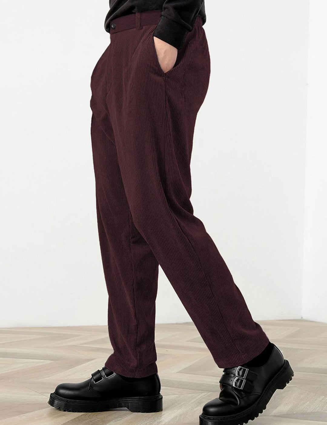 Kotty Men Relaxed Straight Fit High-Rise Corduroy Trousers