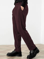 Kotty Men Relaxed Straight Fit High-Rise Corduroy Trousers