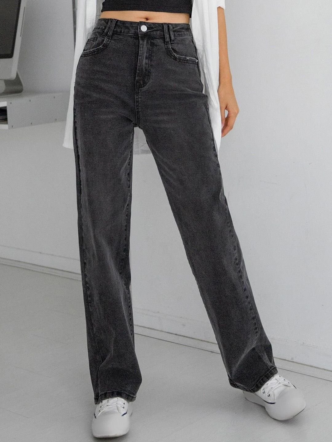 Kotty Women Straight Fit High-Rise Stretchable Cotton Jeans