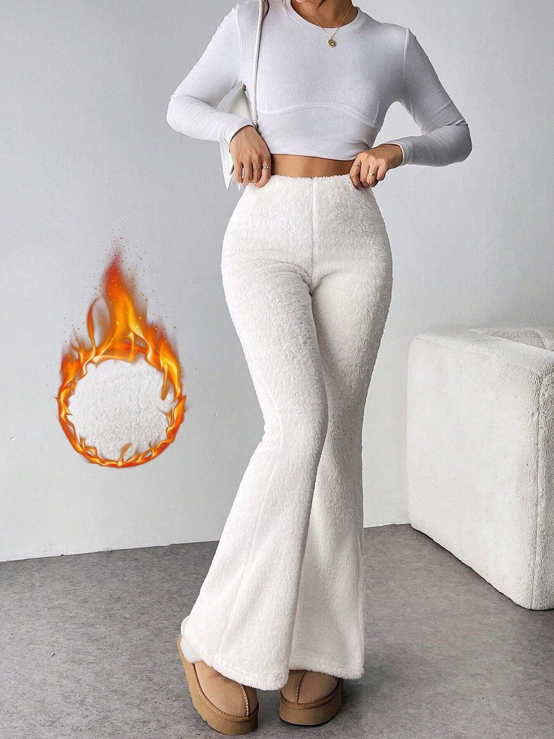 Kotty Women Flared High-Rise Easy Wash Trousers