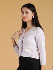 Kotty Women Printed V-Neck Long Sleeves Cardigan