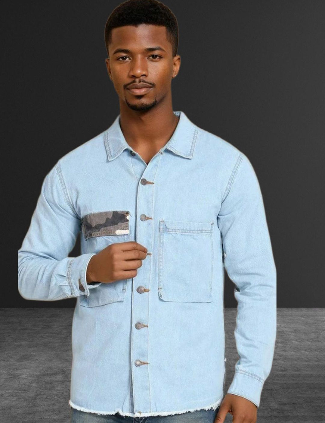 Kotty Abstract Printed Open Front Denim Jacket