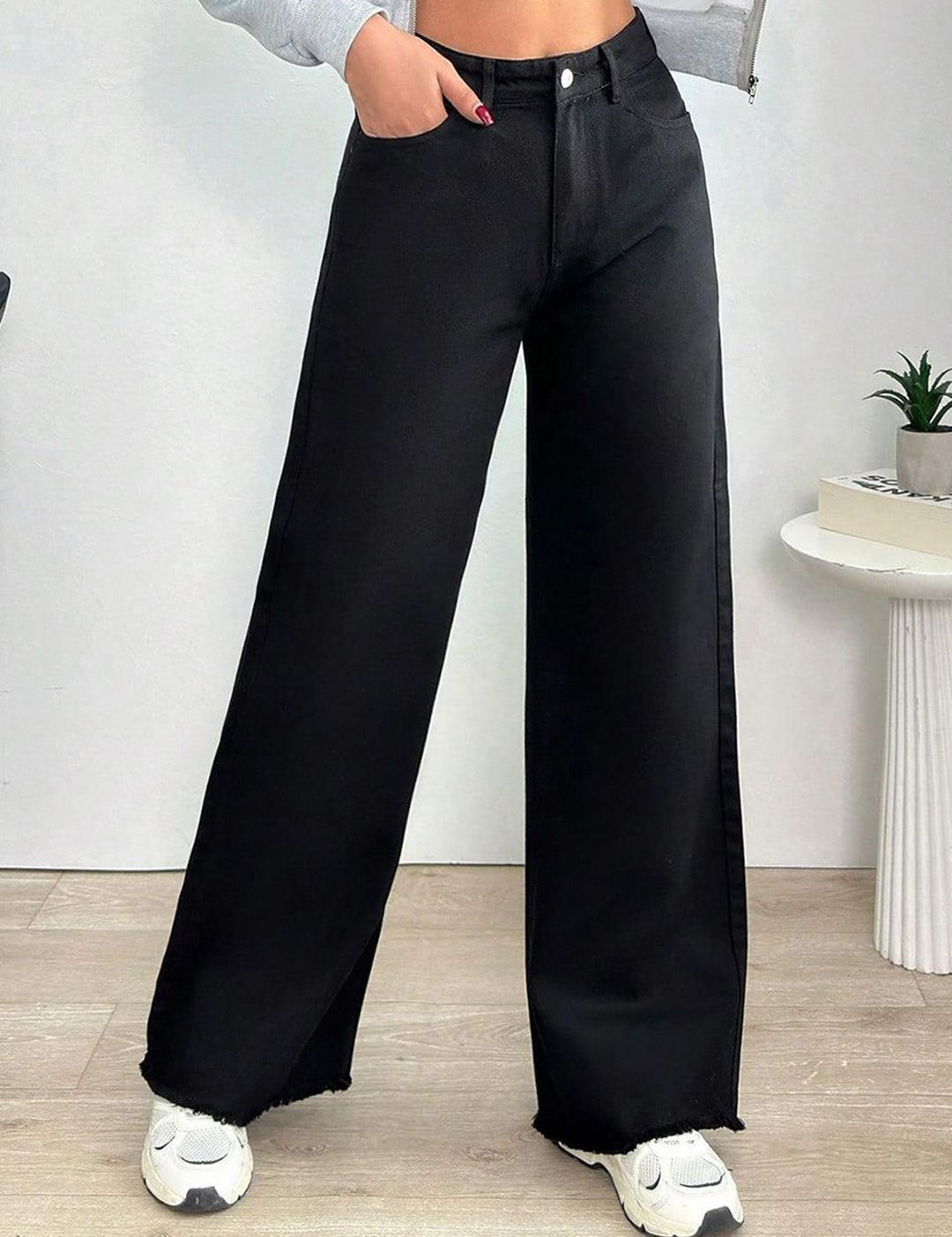 Kotty Women Jean Wide Leg High-Rise Stretchable Cotton Jeans