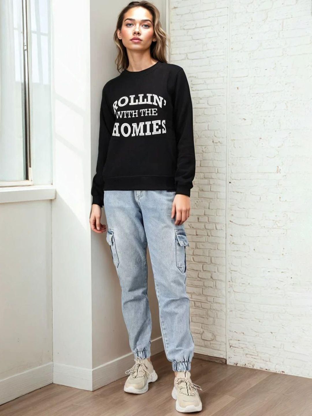 Kotty Women Typography Printed Round Neck Sweatshirt