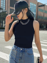 Kotty Women High Neck Sleeveless Fitted Crop Top