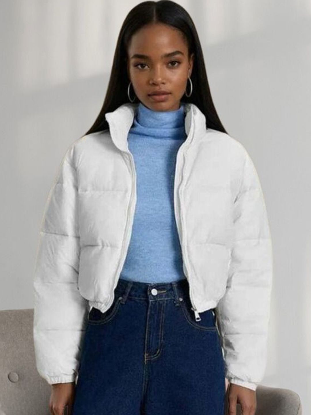 Kotty Mock Collar Lightweight Crop Puffer Jacket 