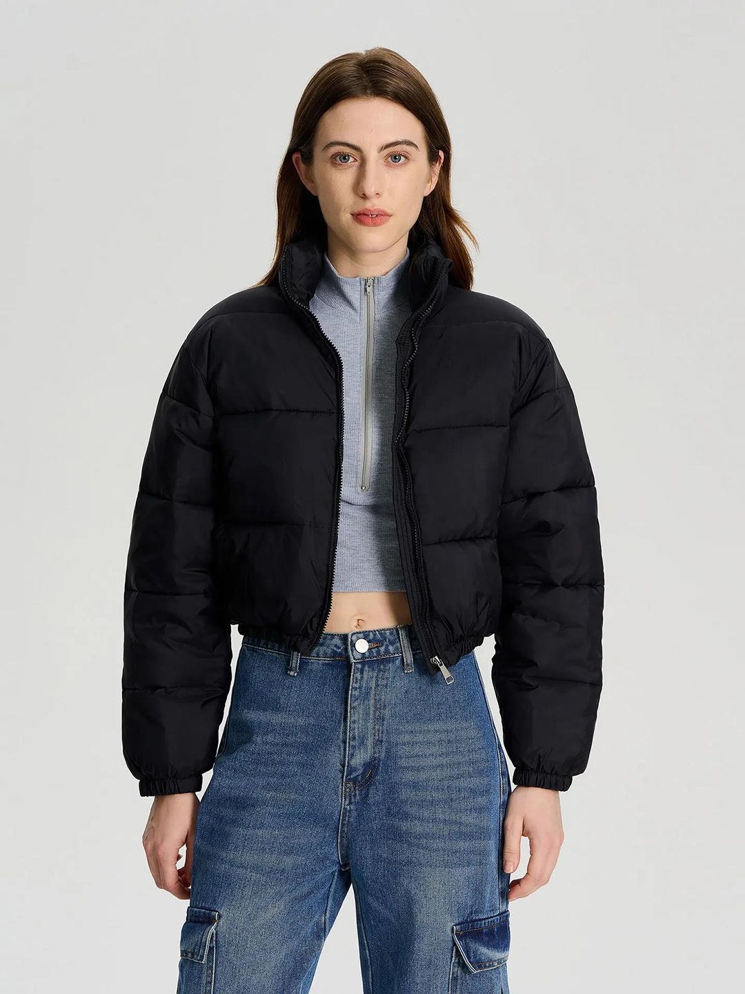 Kotty Women Black Crop Puffer Jacket