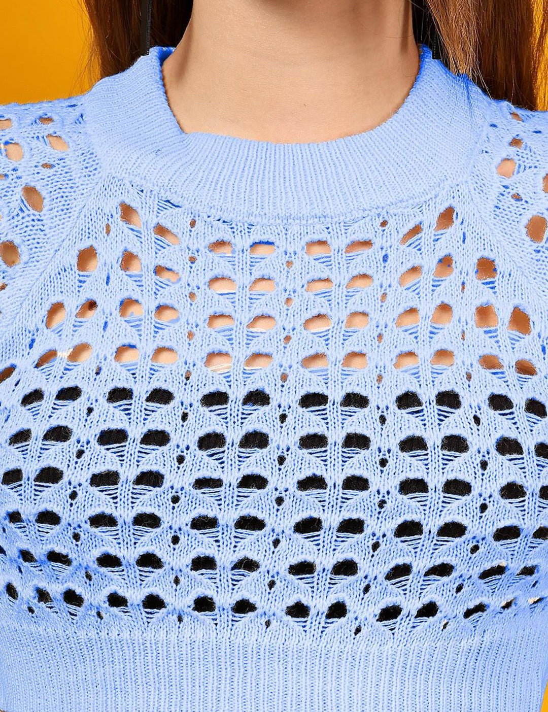 Kotty Women Open Knit Crop Pullover