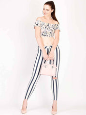 Kotty Women Striped Skinny Fit Low-Rise Stretchable Jeans