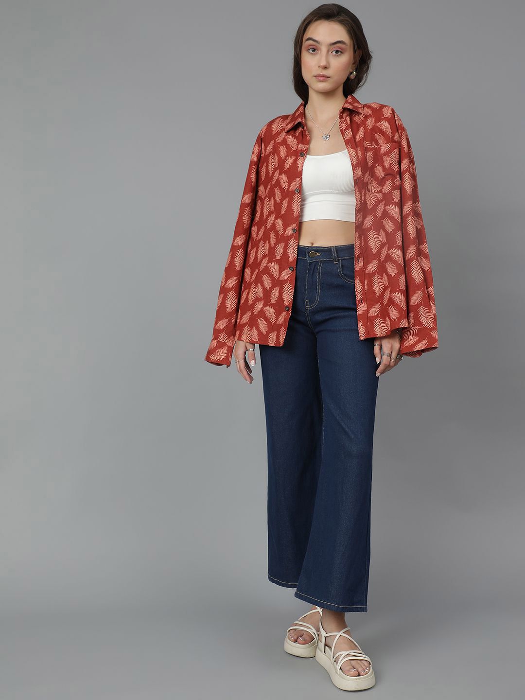 Kotty Women Floral Opaque Printed Casual Oversized Shirt