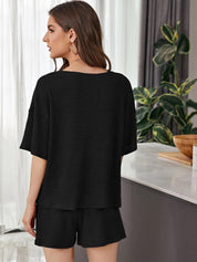 Kotty Black Self Design Top With Shorts