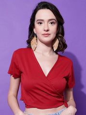 Kotty Women Solid V-Neck Cotton Top