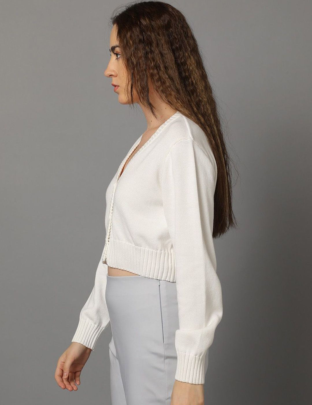 Kotty Women V-Neck Cotton Crop Cardigan