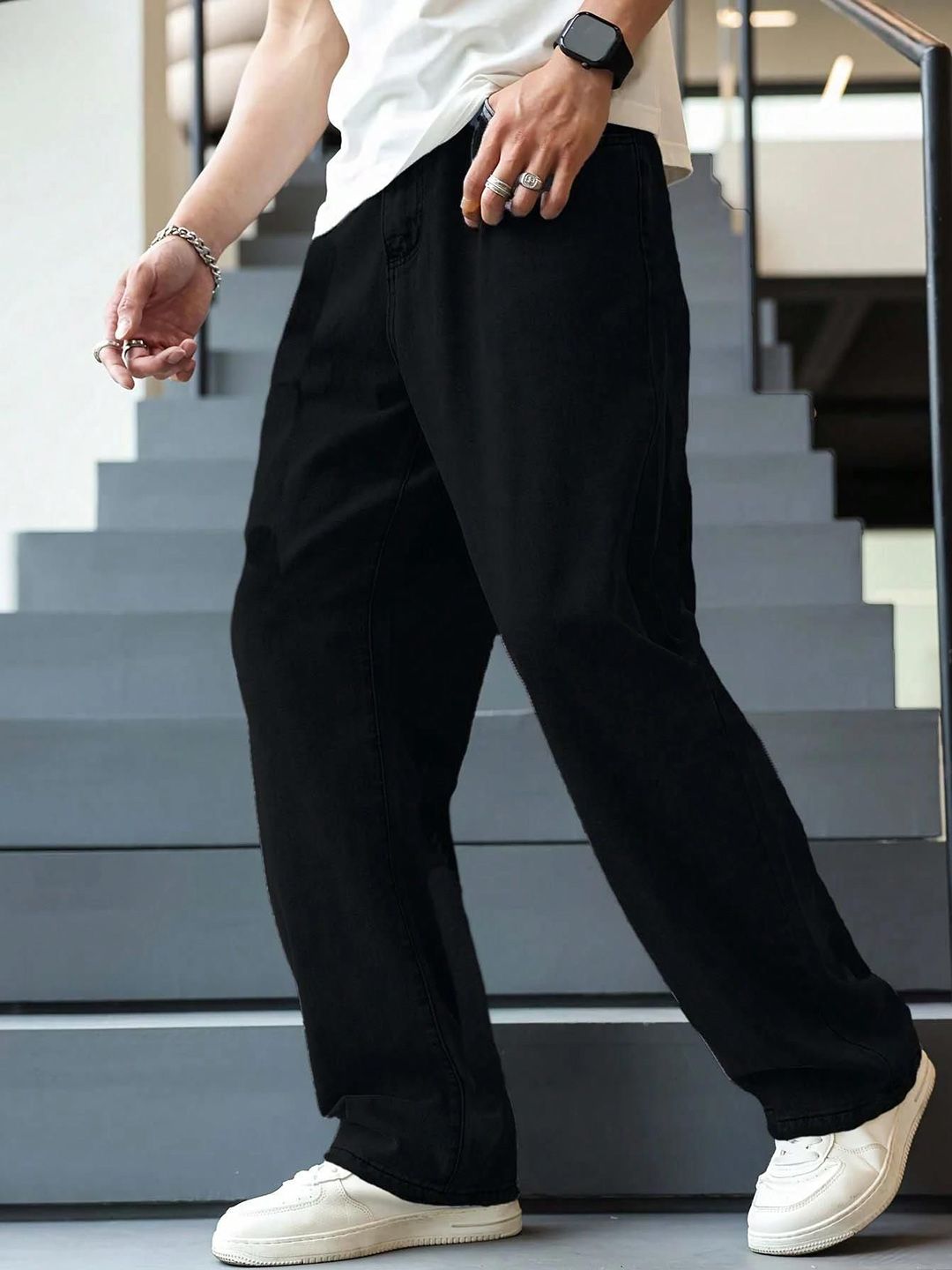 Kotty Men Regular Fit Low-Rise Clean Look Cotton Stretchable Jeans