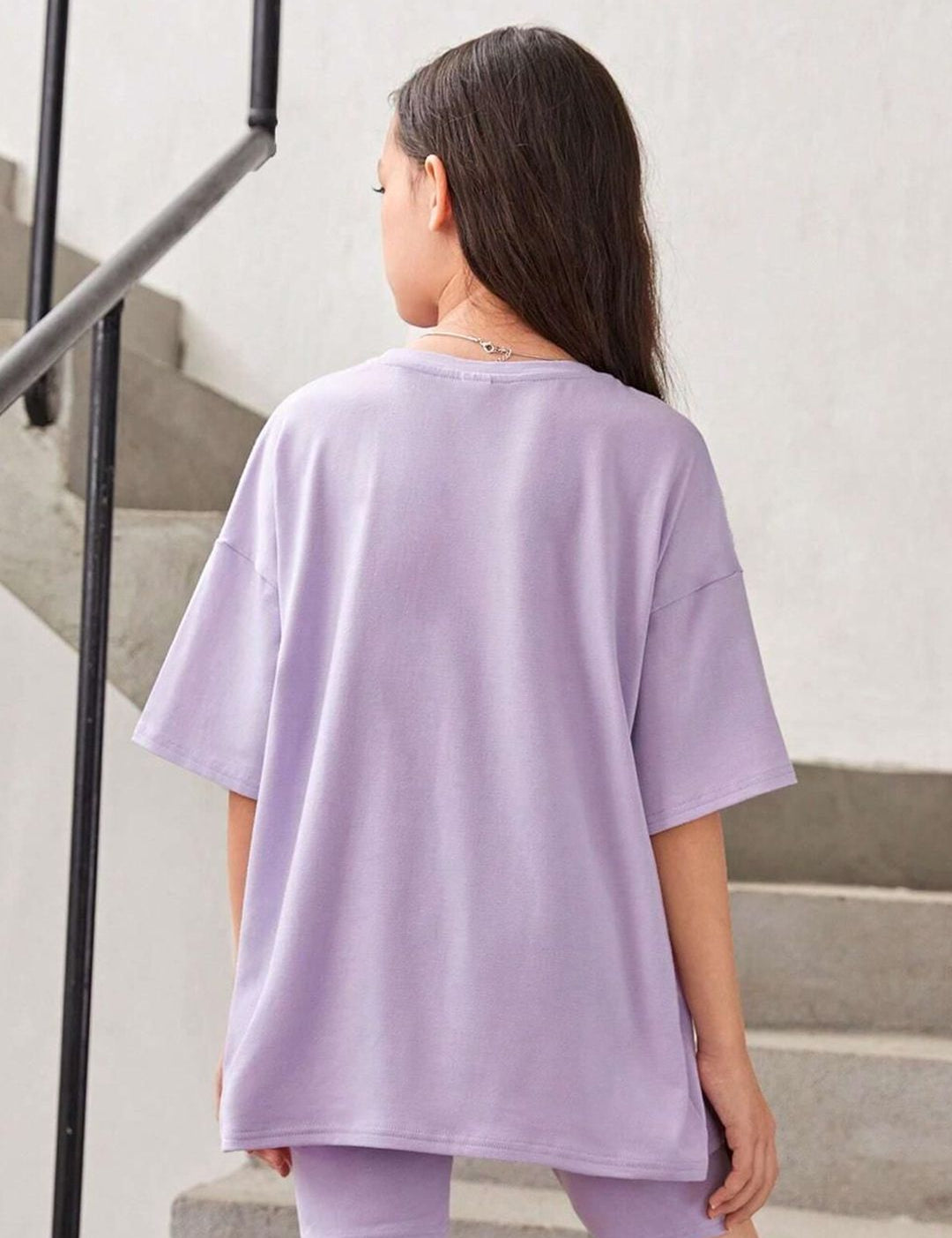 Kotty Girls Graphic Printed Round Neck Cotton Oversized T-shirt