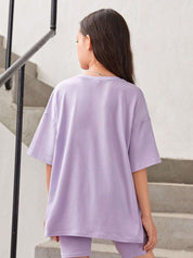 Kotty Girls Graphic Printed Round Neck Cotton Oversized T-shirt