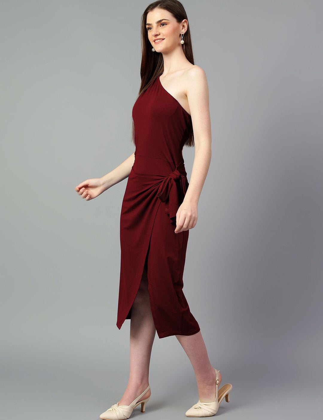 Kotty One Shoulder Sheath Midi Dress