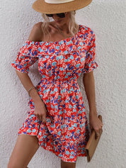 Kotty Floral Print Puff Sleeves Fit & Flare Dress