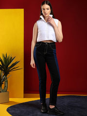 Kotty Women Crop Puffer Jacket with Patchwork