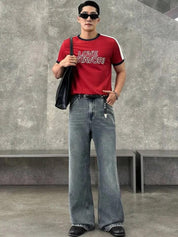 Kotty Men Wide Leg High Rise Light Fade Stretchable Jeans