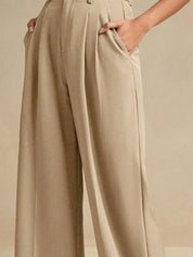 Kotty Women High-Rise  Wide-Leg Pleated Korean Pants Trousers