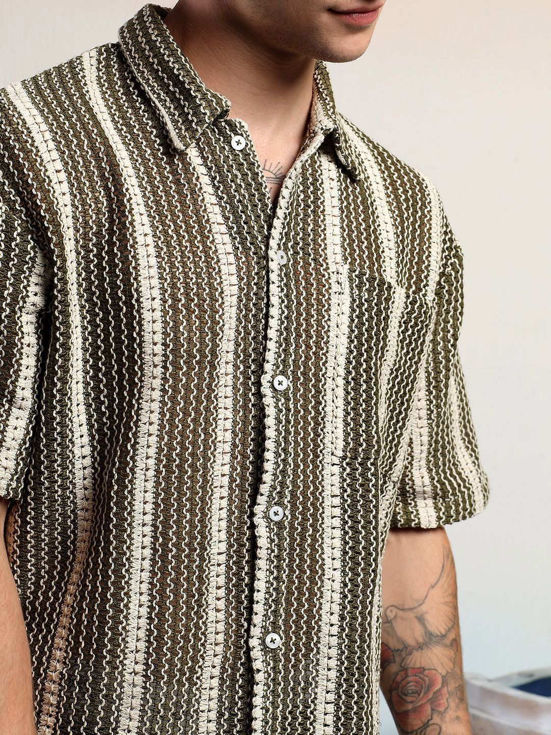 Kotty Men Striped Casual Regular Fit Cotton Shirt