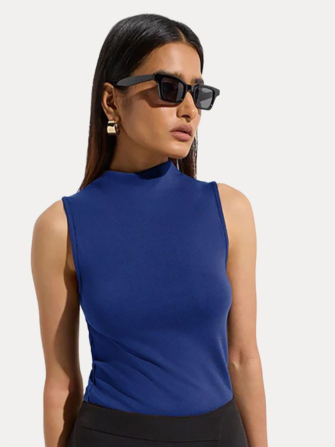 Kotty Pack Of 2 Solid High Neck Sleeveless Fitted Top