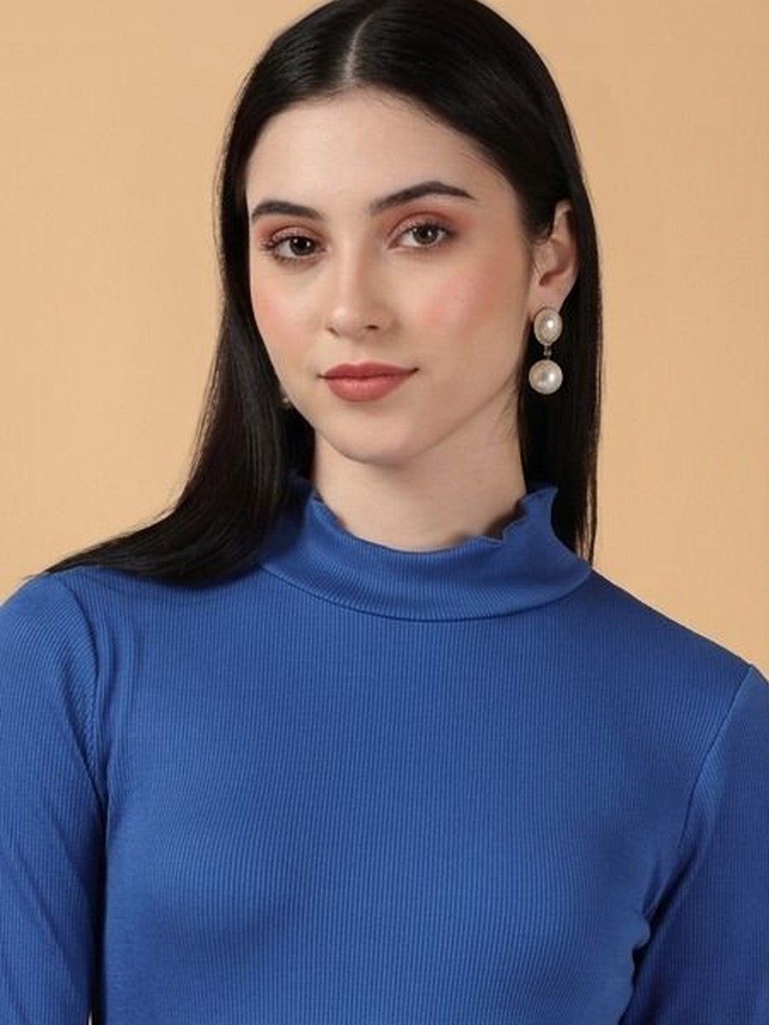 Kotty Top Ocean Blue Women's High Long-Sleeve Fashion