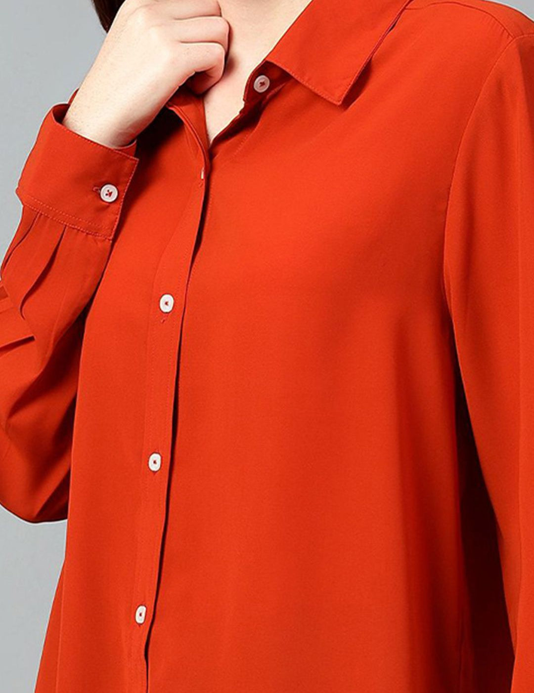 Kotty Women Comfort Spread Collar Solid Oversized Casual Shirt