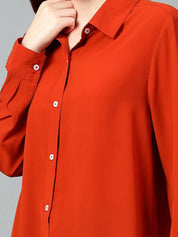 Kotty Women Comfort Spread Collar Solid Oversized Casual Shirt