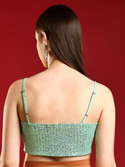 Kotty Embellished Sweetheart Neck Crop Top