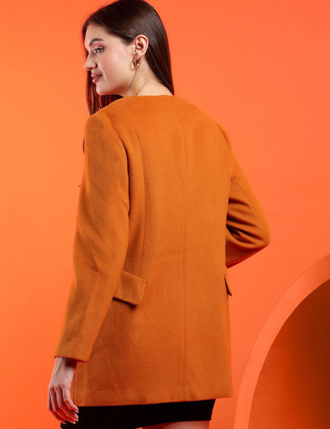 Kotty Band Collar Long Sleeves Overcoat