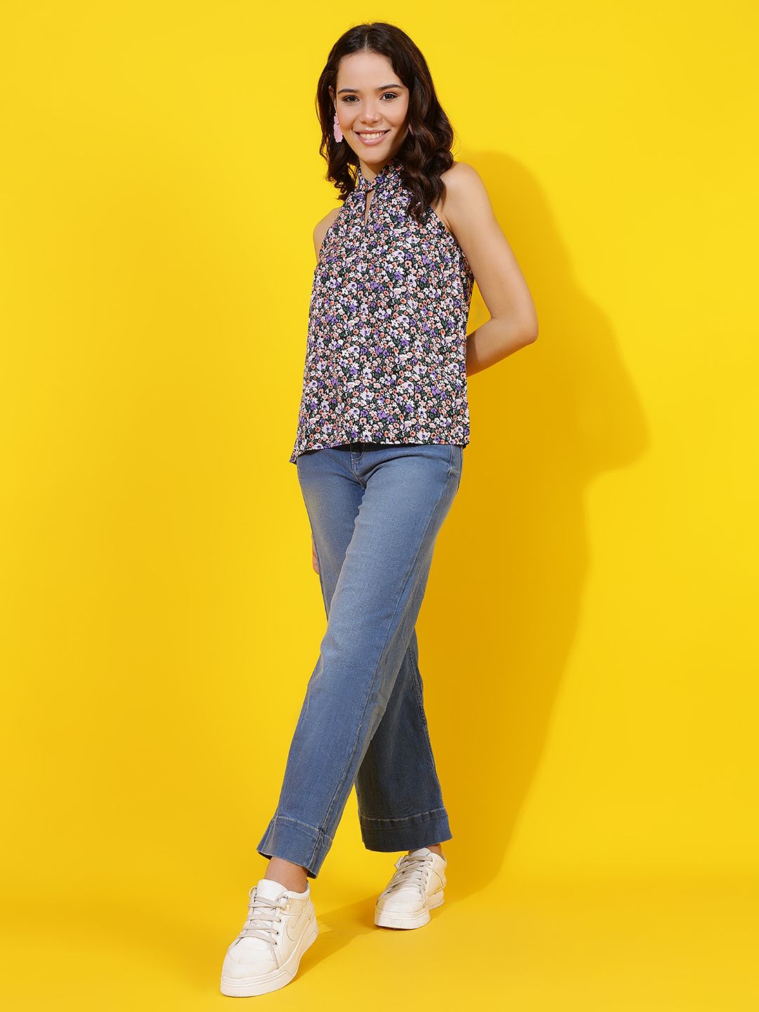 Kotty Floral Print Halter Neck Top