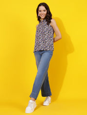 Kotty Floral Print Halter Neck Top