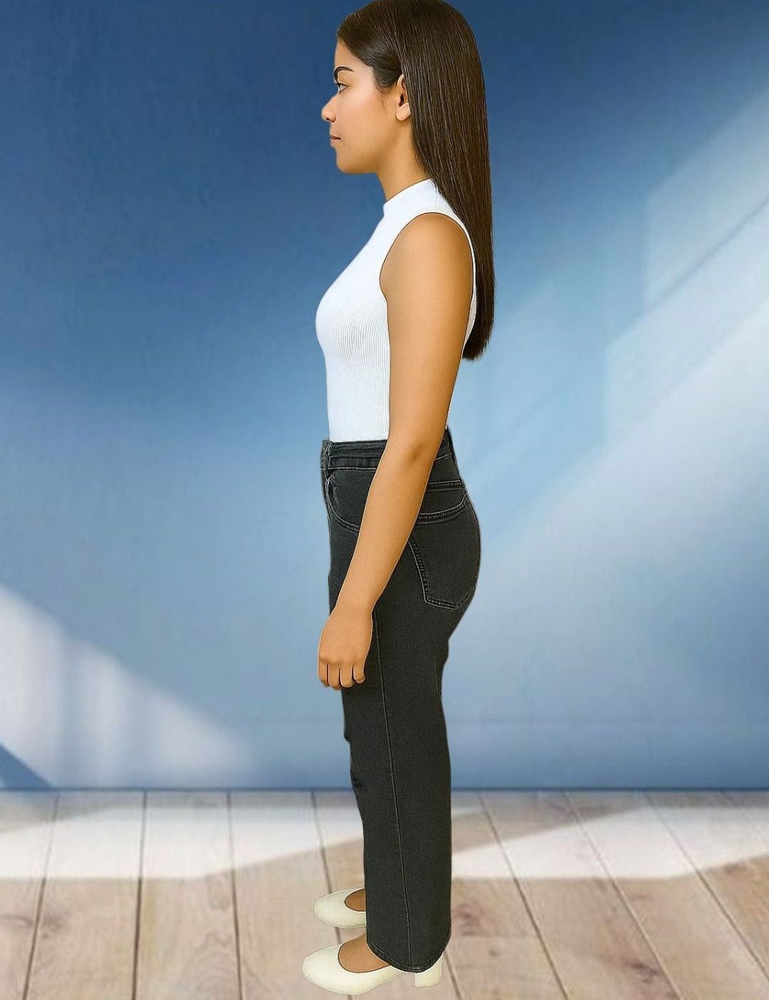 Kotty Women Relaxed Fit High-Rise Mildly Distressed Cotton Stretchable Jeans