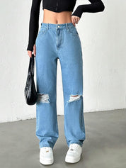 Kotty Women Straight Fit High-Rise Highly Distressed Stretchable Jeans