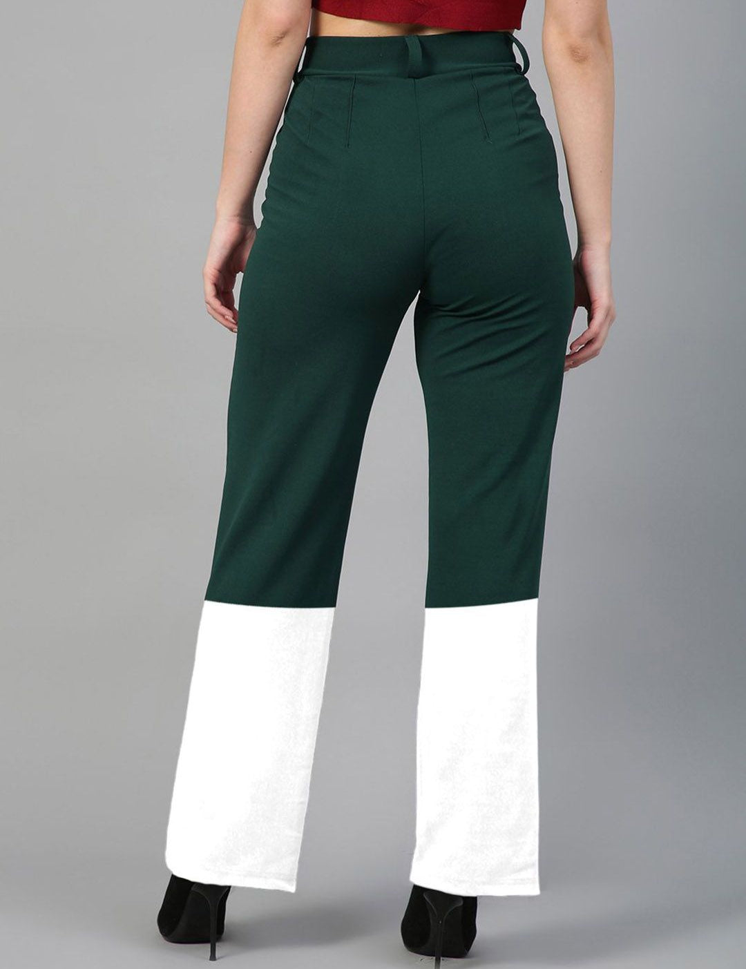Kotty Women Colourblocked Relaxed Straight Leg Straight Fit High-Rise Trousers