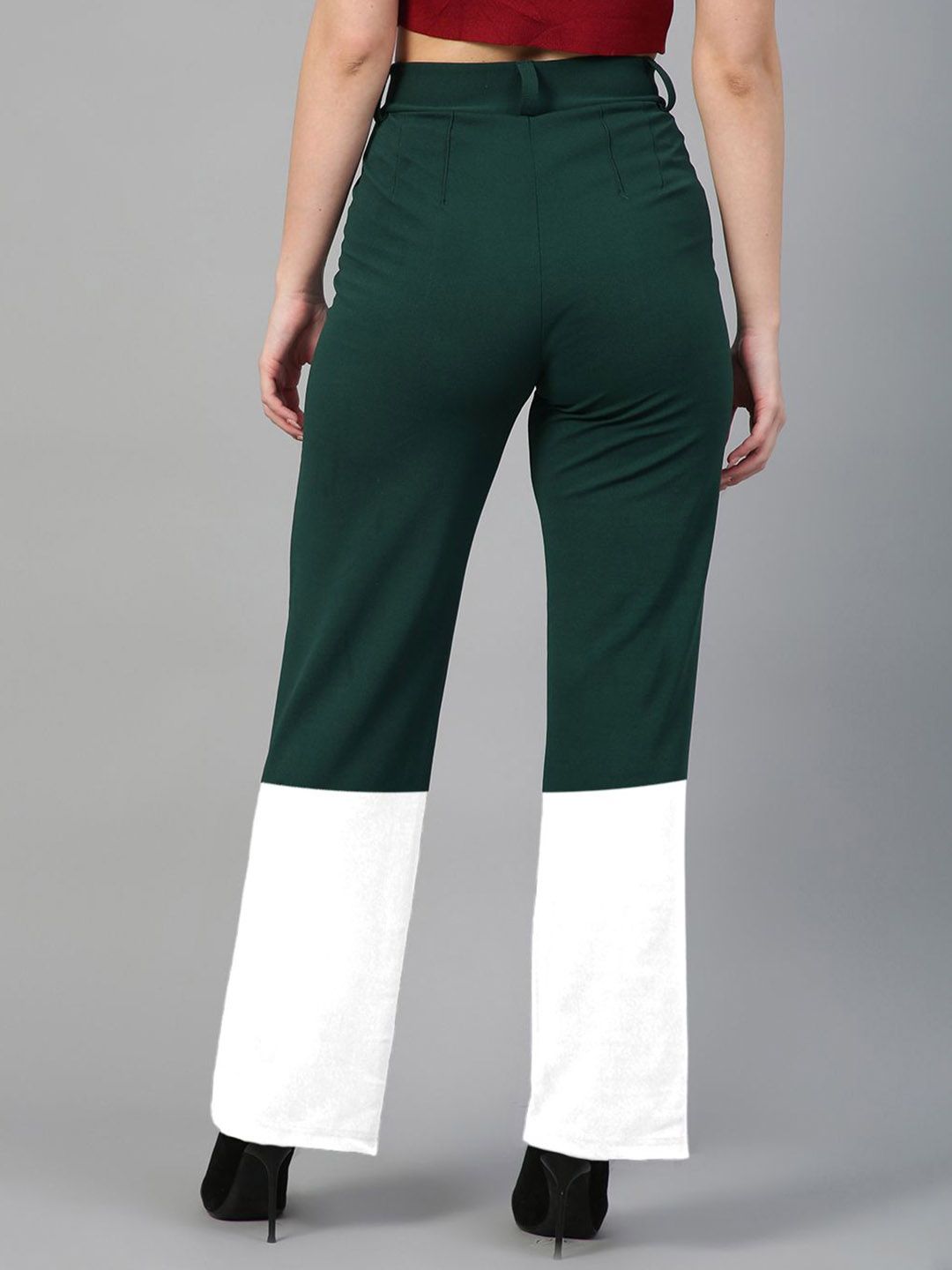 Kotty Women Colourblocked Relaxed Straight Leg Straight Fit High-Rise Trousers