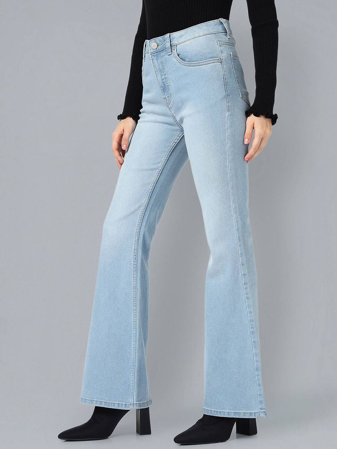 Kotty Women Flared High-Rise Stretchable Cotton Jeans