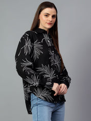 Kotty Women Comfort Spread Collar Floral Printed Cotton Oversized Casual Shirt