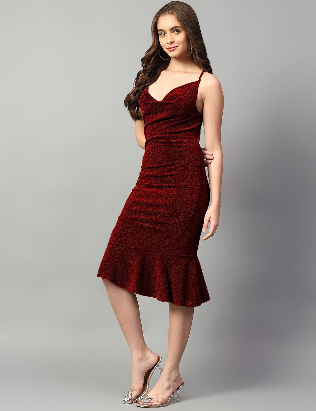 Kotty Women Embellished Cowl Neck Sheath Dress