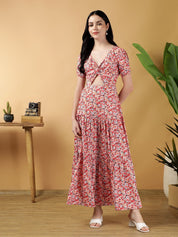 Kotty Women Printed Fit & Flare Midi Dress