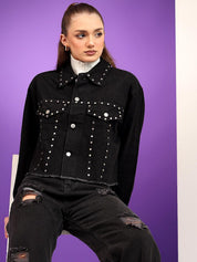 Kotty Women Spread Collar Solid Casual Denim Jacket