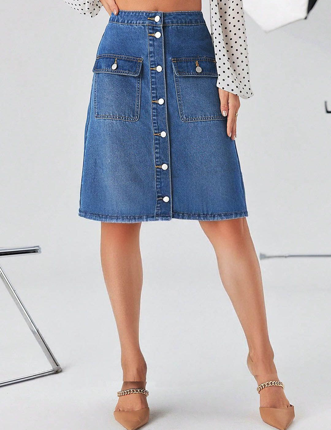 Kotty A-Line Above Knee Blue Skirt