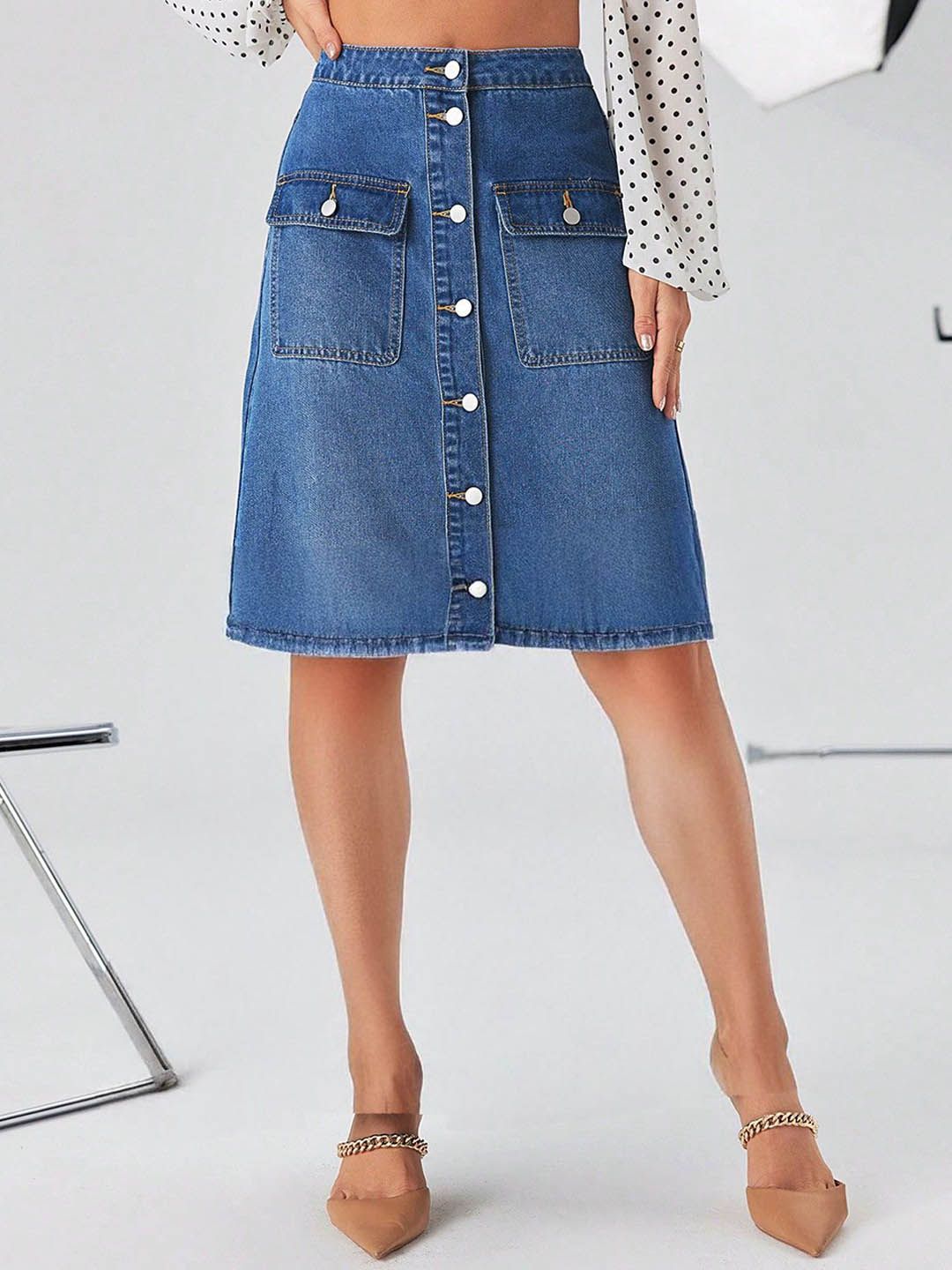 Kotty A-Line Above Knee Blue Skirt
