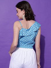 Kotty Women Polka Dots Printed One Shoulder  Top
