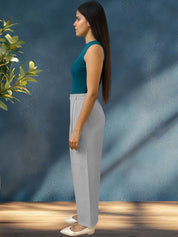 Kotty Women Solid  High-Rise Wide Leg Easy Wash Pleated Formal Trousers