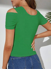 Kotty Women Round Neck Cold-Shoulder Fitted Top