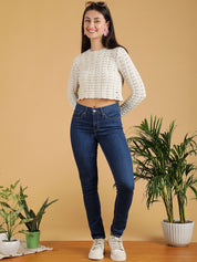 Kotty Women Open Knit Pullover Crop Sweaters